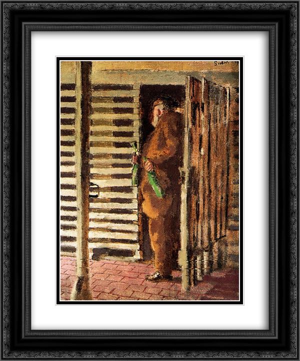 Home life 20x24 Black Ornate Wood Framed Art Print Poster with Double Matting by Sickert, Walter