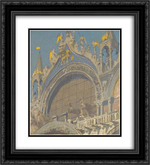 Horses of St. Mark's, Venice 20x22 Black Ornate Wood Framed Art Print Poster with Double Matting by Sickert, Walter