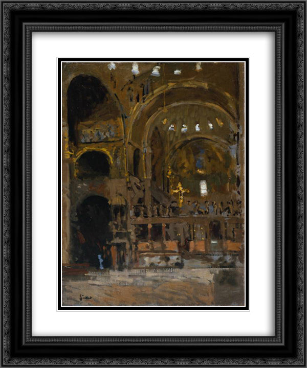 Interior of St Mark's, Venice 20x24 Black Ornate Wood Framed Art Print Poster with Double Matting by Sickert, Walter