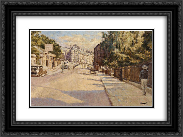 London Street, Bath 24x18 Black Ornate Wood Framed Art Print Poster with Double Matting by Sickert, Walter