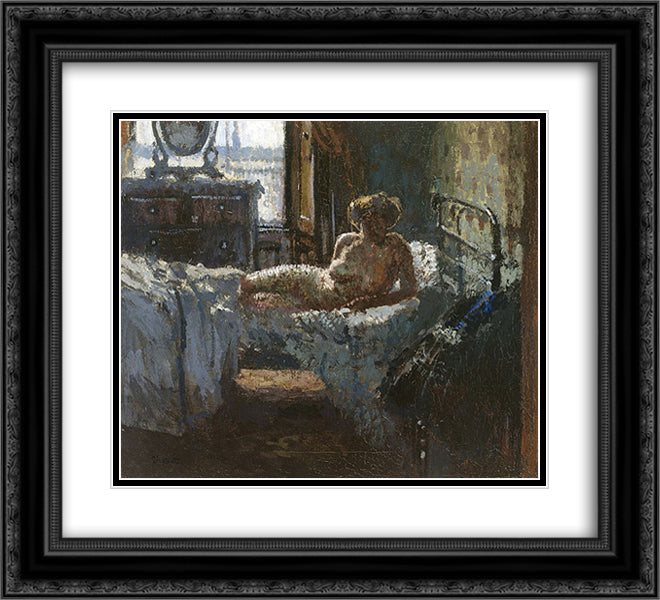 Mornington Crescent nude, contre-jour 22x20 Black Ornate Wood Framed Art Print Poster with Double Matting by Sickert, Walter