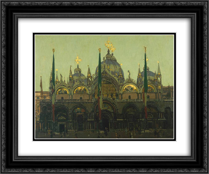 St. Mark's, Venice 24x20 Black Ornate Wood Framed Art Print Poster with Double Matting by Sickert, Walter