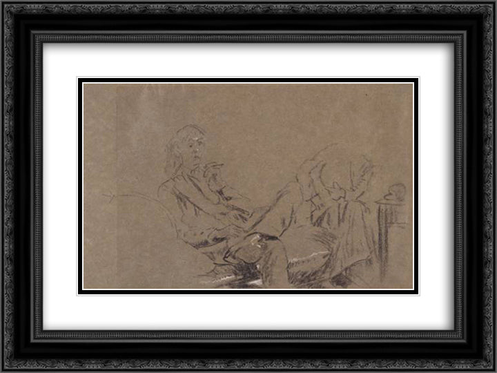 Study for `The Little Tea Party' 24x18 Black Ornate Wood Framed Art Print Poster with Double Matting by Sickert, Walter