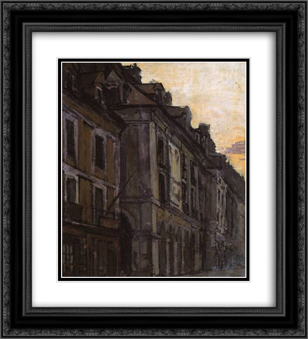 The Arcades of Fish shop, Dieppe 20x22 Black Ornate Wood Framed Art Print Poster with Double Matting by Sickert, Walter