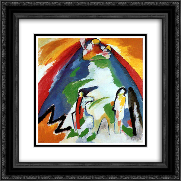 A mountain 20x20 Black Ornate Wood Framed Art Print Poster with Double Matting by Kandinsky, Wassily