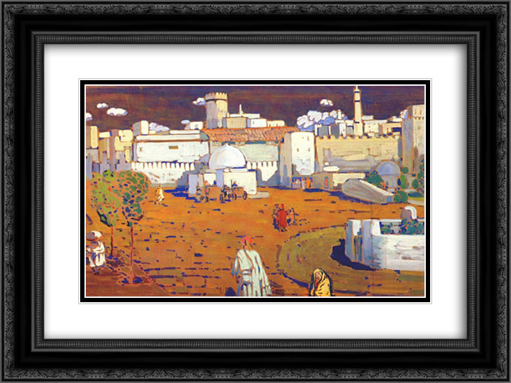 Arab Town 24x18 Black Ornate Wood Framed Art Print Poster with Double Matting by Kandinsky, Wassily