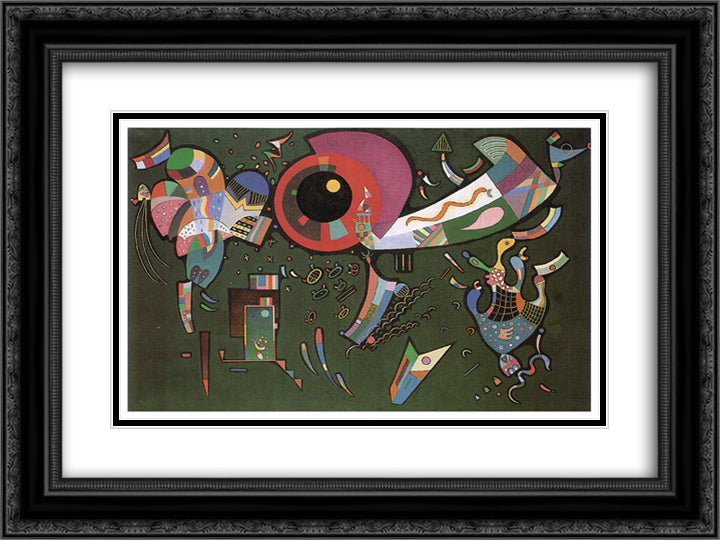 Around the circle 24x18 Black Ornate Wood Framed Art Print Poster with Double Matting by Kandinsky, Wassily