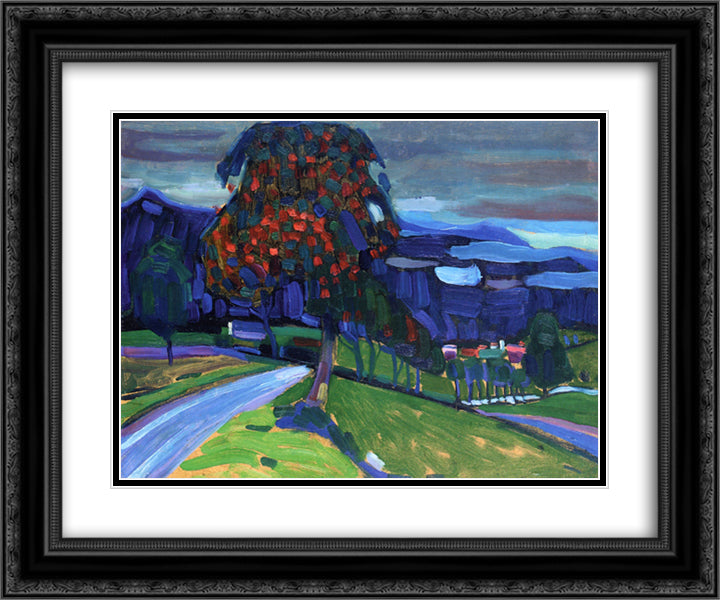 Autumn in Murnau 24x20 Black Ornate Wood Framed Art Print Poster with Double Matting by Kandinsky, Wassily