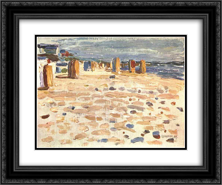 Beach Baskets In Holland 24x20 Black Ornate Wood Framed Art Print Poster with Double Matting by Kandinsky, Wassily