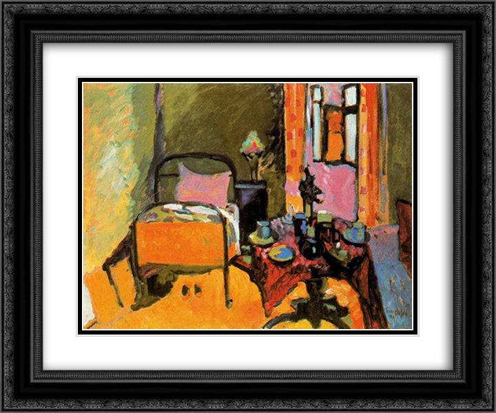 Bedroom in Aintmillerstrasse 24x20 Black Ornate Wood Framed Art Print Poster with Double Matting by Kandinsky, Wassily