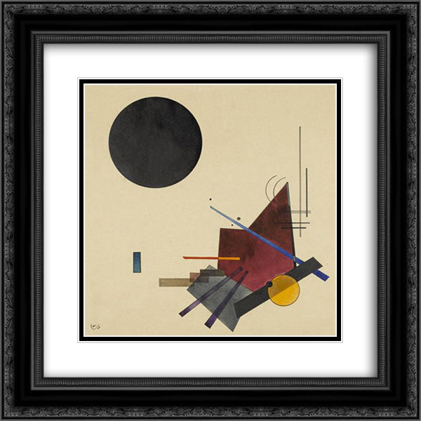 Black Relationship 20x20 Black Ornate Wood Framed Art Print Poster with Double Matting by Kandinsky, Wassily