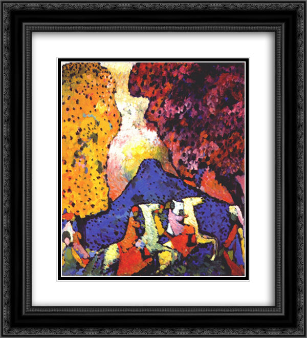 Blue mountain 20x22 Black Ornate Wood Framed Art Print Poster with Double Matting by Kandinsky, Wassily