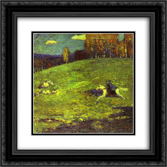 Blue rider 20x20 Black Ornate Wood Framed Art Print Poster with Double Matting by Kandinsky, Wassily