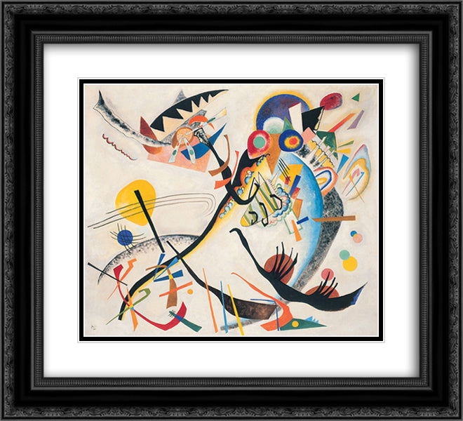 Blue segment 22x20 Black Ornate Wood Framed Art Print Poster with Double Matting by Kandinsky, Wassily