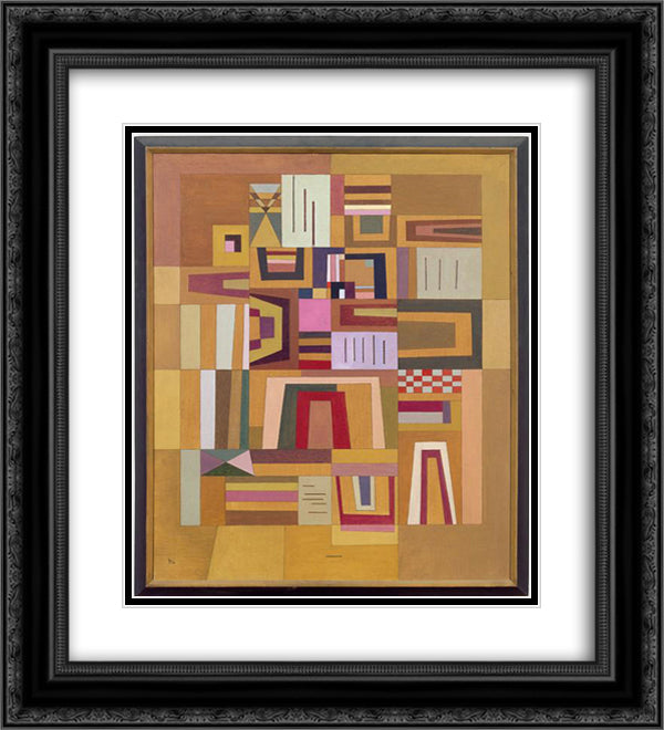 Compensation rose 20x22 Black Ornate Wood Framed Art Print Poster with Double Matting by Kandinsky, Wassily