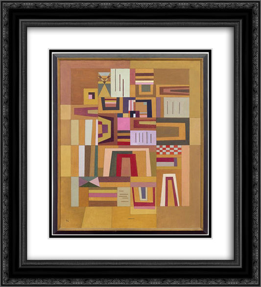 Compensation rose 20x22 Black Ornate Wood Framed Art Print Poster with Double Matting by Kandinsky, Wassily