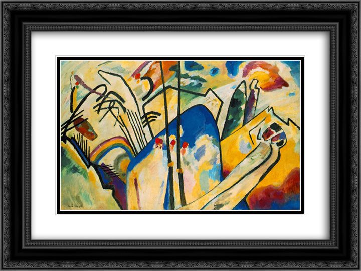 Composition IV 24x18 Black Ornate Wood Framed Art Print Poster with Double Matting by Kandinsky, Wassily