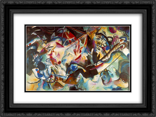 Composition VI 24x18 Black Ornate Wood Framed Art Print Poster with Double Matting by Kandinsky, Wassily