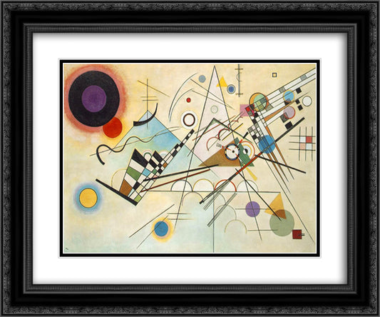 Composition VIII 24x20 Black Ornate Wood Framed Art Print Poster with Double Matting by Kandinsky, Wassily