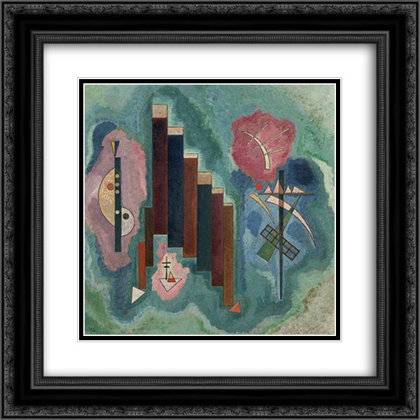 Downwards 20x20 Black Ornate Wood Framed Art Print Poster with Double Matting by Kandinsky, Wassily