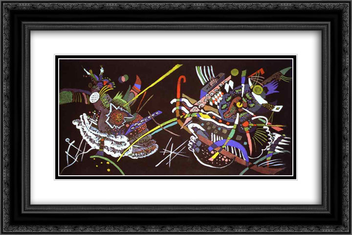 Draft for Mural In The Unjuried Art Show, Wall B 24x16 Black Ornate Wood Framed Art Print Poster with Double Matting by Kandinsky, Wassily