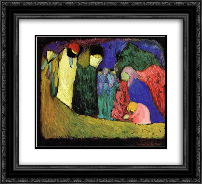 Encounter 22x20 Black Ornate Wood Framed Art Print Poster with Double Matting by Kandinsky, Wassily