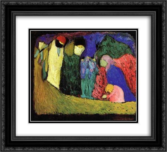 Encounter 22x20 Black Ornate Wood Framed Art Print Poster with Double Matting by Kandinsky, Wassily