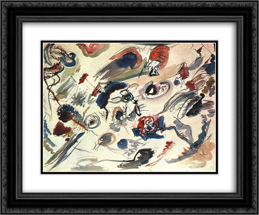 First abstract watercolor 24x20 Black Ornate Wood Framed Art Print Poster with Double Matting by Kandinsky, Wassily