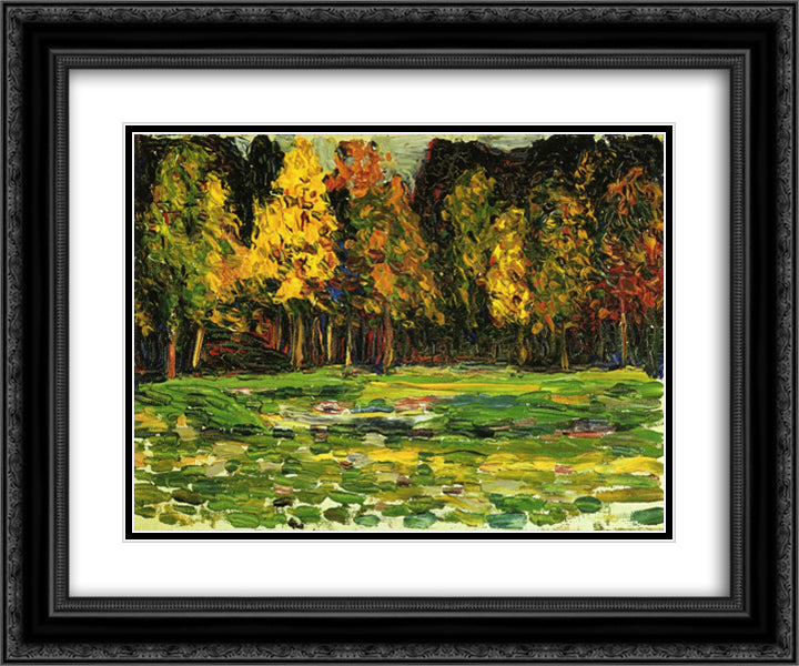 Forest edge 24x20 Black Ornate Wood Framed Art Print Poster with Double Matting by Kandinsky, Wassily