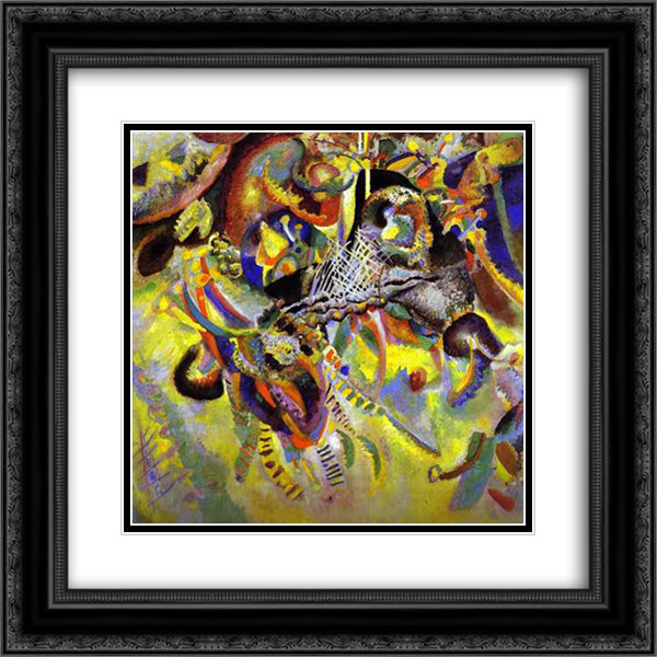 Fugue 20x20 Black Ornate Wood Framed Art Print Poster with Double Matting by Kandinsky, Wassily