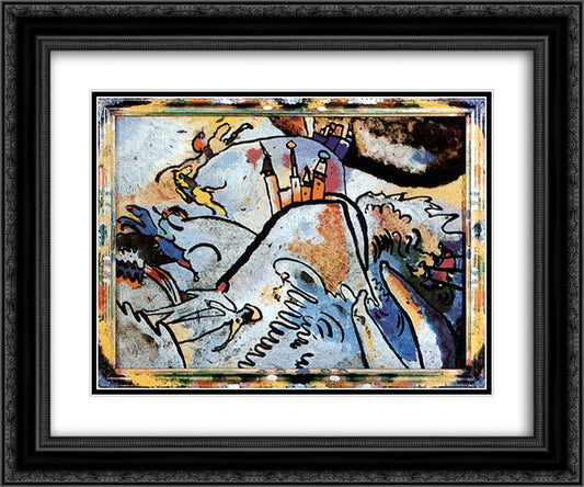 Glass Painting with the Sun (Small Pleasures) 24x20 Black Ornate Wood Framed Art Print Poster with Double Matting by Kandinsky, Wassily