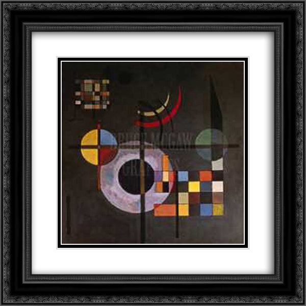 Gravitation 20x20 Black Ornate Wood Framed Art Print Poster with Double Matting by Kandinsky, Wassily