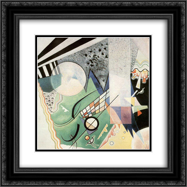 Green composition 20x20 Black Ornate Wood Framed Art Print Poster with Double Matting by Kandinsky, Wassily