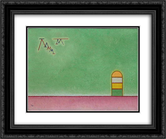 Green emptyness 24x20 Black Ornate Wood Framed Art Print Poster with Double Matting by Kandinsky, Wassily