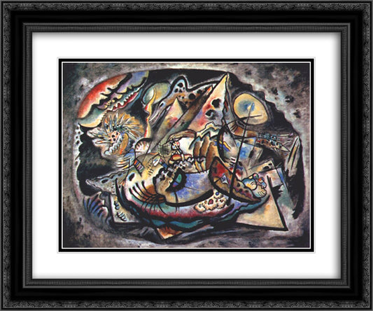 Grey oval 24x20 Black Ornate Wood Framed Art Print Poster with Double Matting by Kandinsky, Wassily