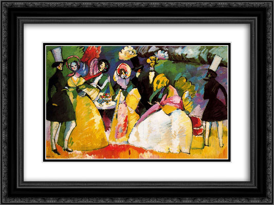 Group in Crinolines 24x18 Black Ornate Wood Framed Art Print Poster with Double Matting by Kandinsky, Wassily