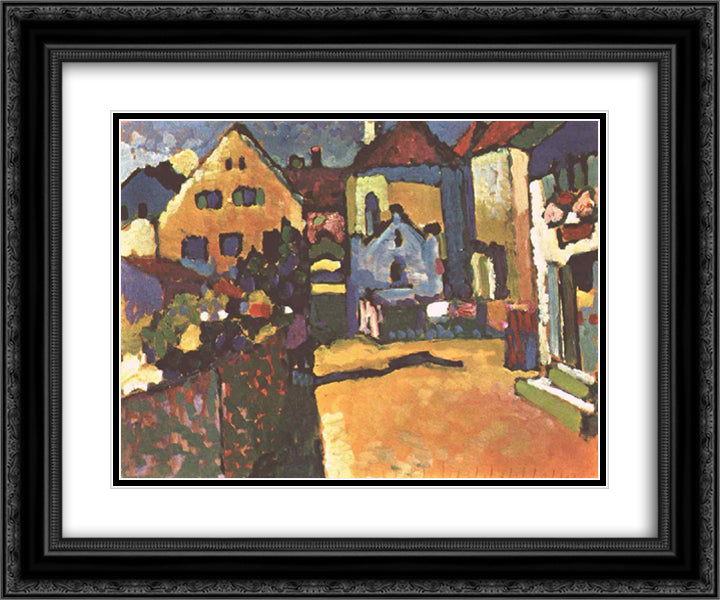 Grungasse in Murnau 24x20 Black Ornate Wood Framed Art Print Poster with Double Matting by Kandinsky, Wassily