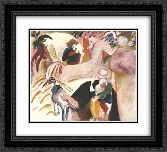 Horses 22x20 Black Ornate Wood Framed Art Print Poster with Double Matting by Kandinsky, Wassily