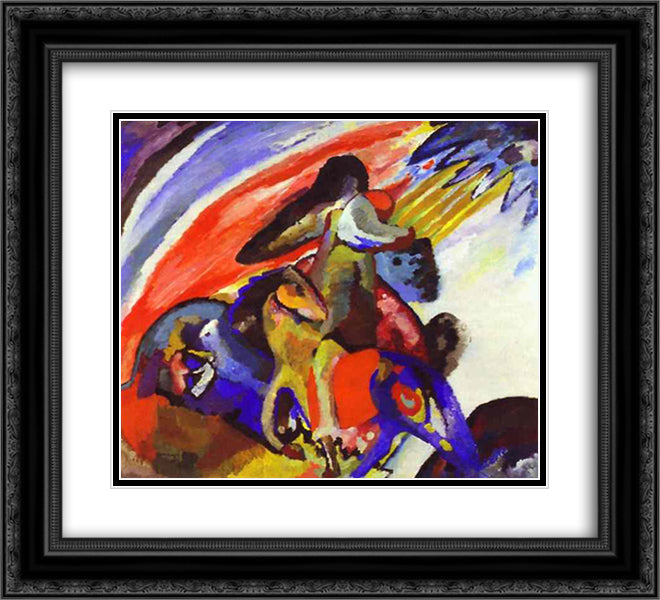 Improvisation 12 (Rider) 22x20 Black Ornate Wood Framed Art Print Poster with Double Matting by Kandinsky, Wassily