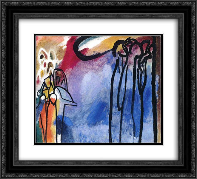 Improvisation 19 22x20 Black Ornate Wood Framed Art Print Poster with Double Matting by Kandinsky, Wassily