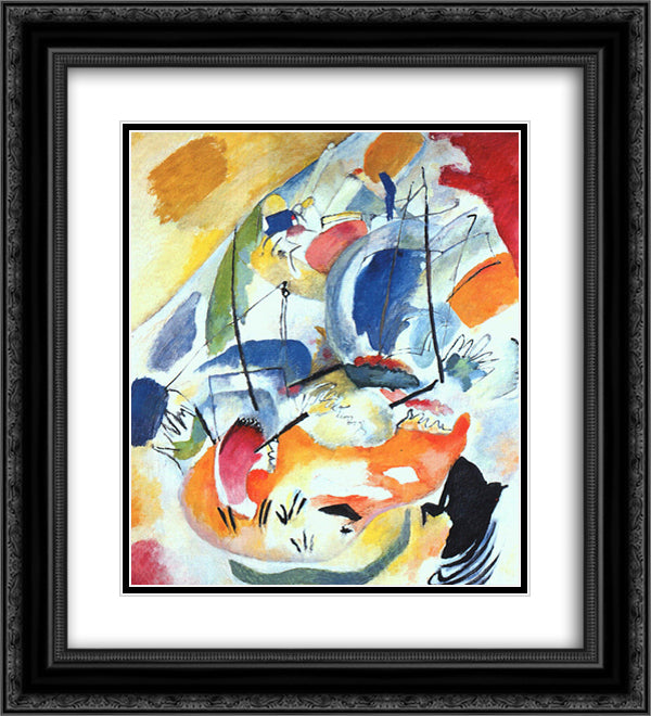 Improvisation 31 (Sea Battle) 20x22 Black Ornate Wood Framed Art Print Poster with Double Matting by Kandinsky, Wassily