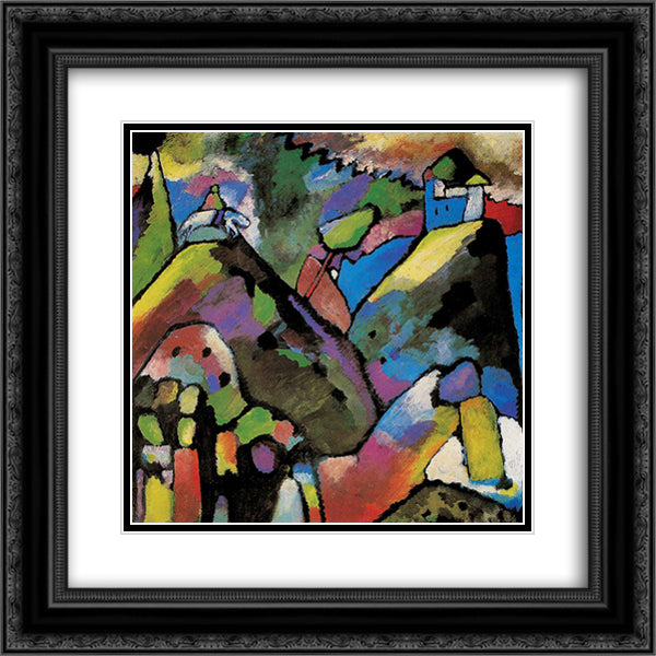 Improvisation 9 20x20 Black Ornate Wood Framed Art Print Poster with Double Matting by Kandinsky, Wassily