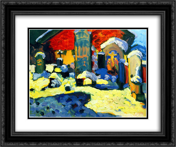 Kochel Graveyard 24x20 Black Ornate Wood Framed Art Print Poster with Double Matting by Kandinsky, Wassily