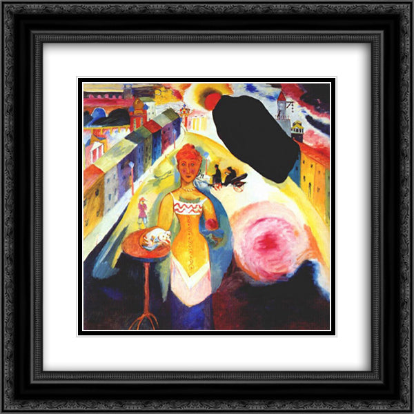 Lady in Moscow 20x20 Black Ornate Wood Framed Art Print Poster with Double Matting by Kandinsky, Wassily