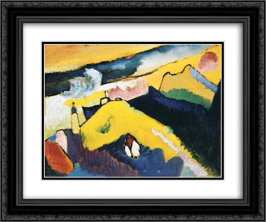 Mountain landscape with church 24x20 Black Ornate Wood Framed Art Print Poster with Double Matting by Kandinsky, Wassily