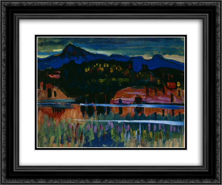 Murnau am Staffelsee 24x20 Black Ornate Wood Framed Art Print Poster with Double Matting by Kandinsky, Wassily