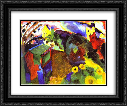 Murnau Garden 24x20 Black Ornate Wood Framed Art Print Poster with Double Matting by Kandinsky, Wassily