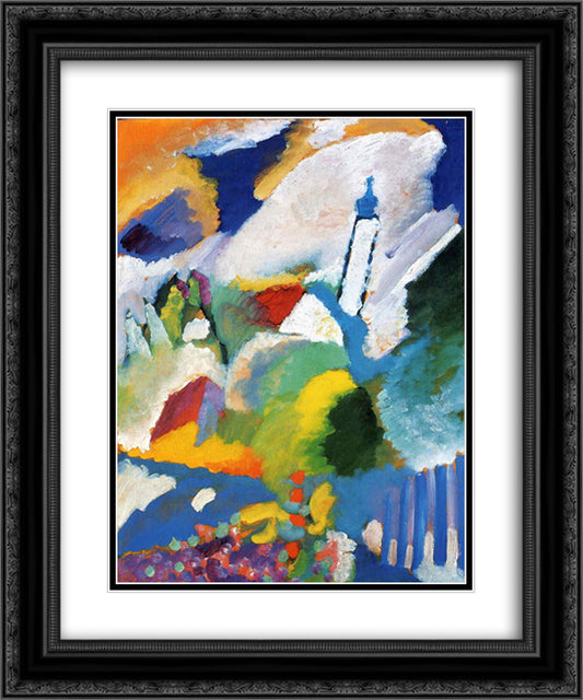 Murnau with a church 20x24 Black Ornate Wood Framed Art Print Poster with Double Matting by Kandinsky, Wassily