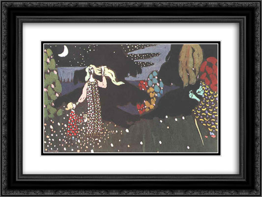 Night 24x18 Black Ornate Wood Framed Art Print Poster with Double Matting by Kandinsky, Wassily