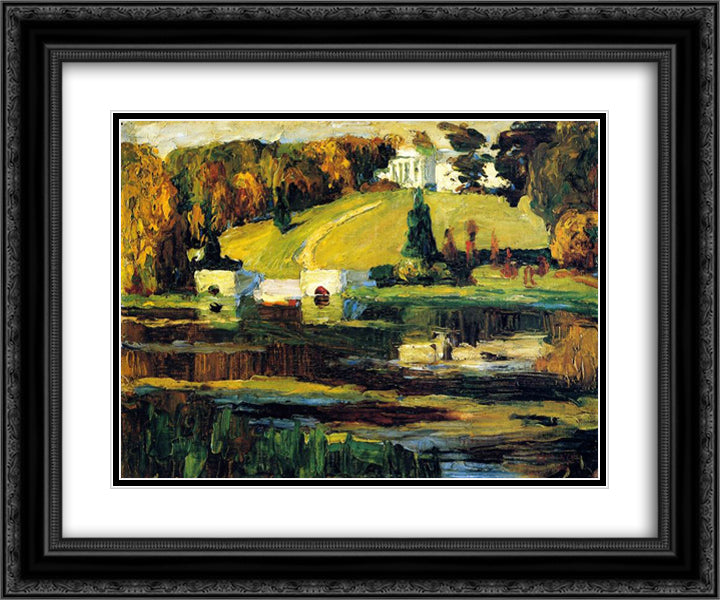 Okhtyrka, autumn 24x20 Black Ornate Wood Framed Art Print Poster with Double Matting by Kandinsky, Wassily